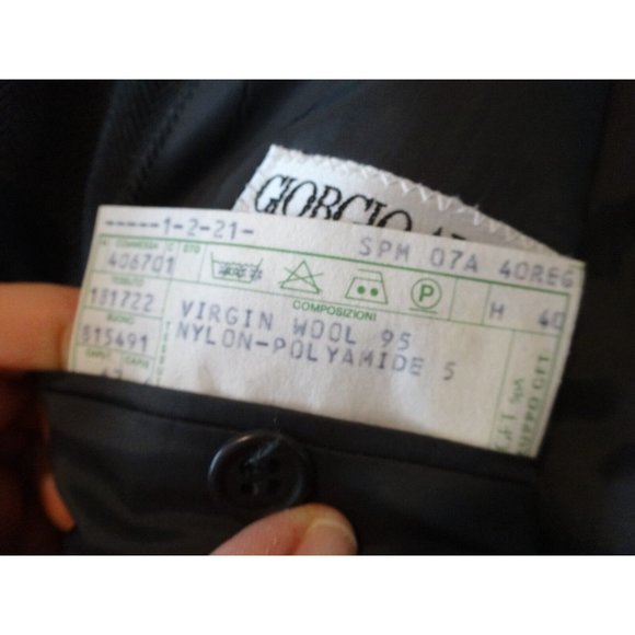GIORGIO ARMANI Le Collezioni Made Italy Wool Slate Gray JACKET Herringbone 40R - Picture 10 of 10